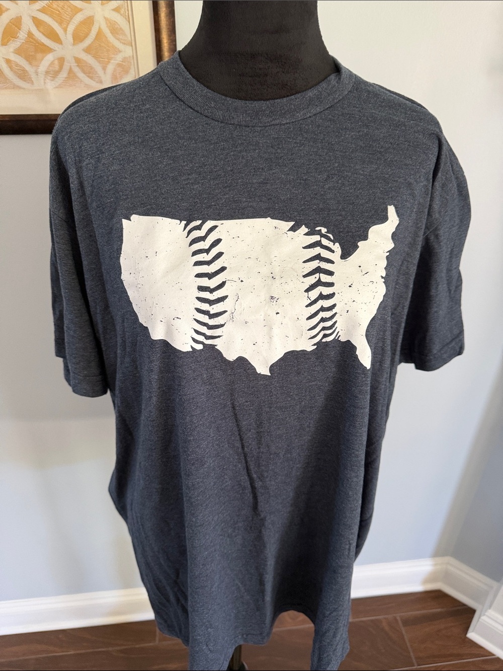 Men's Navy Heather USA Baseball Graphic Tee